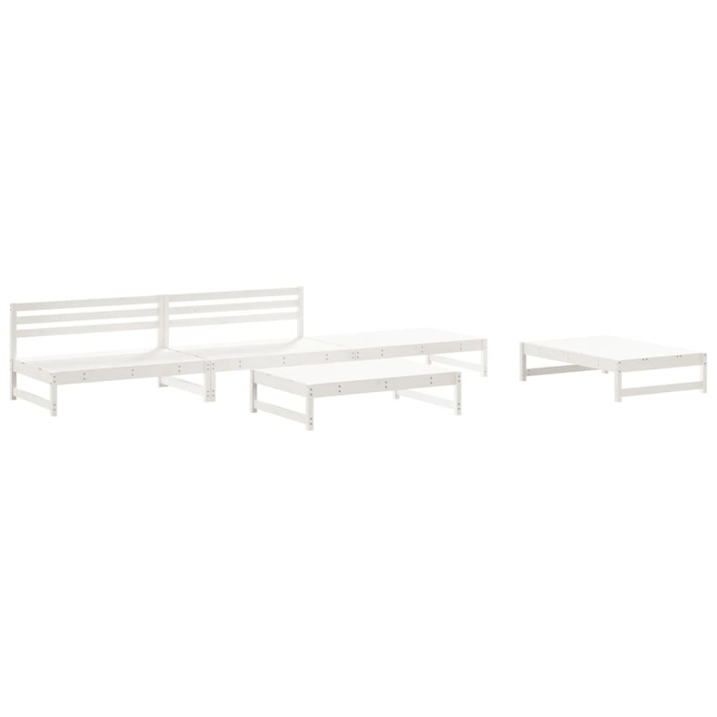 5-delige Loungeset massief grenenhout wit Wit