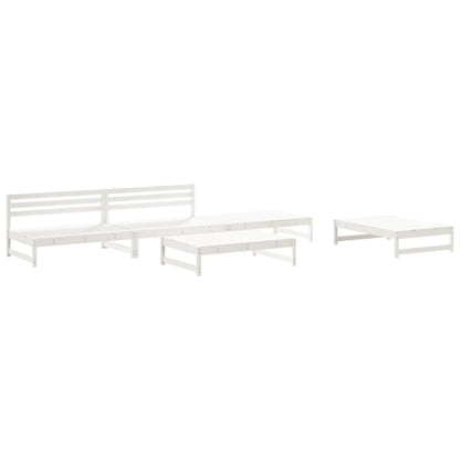 5-delige Loungeset massief grenenhout wit Wit