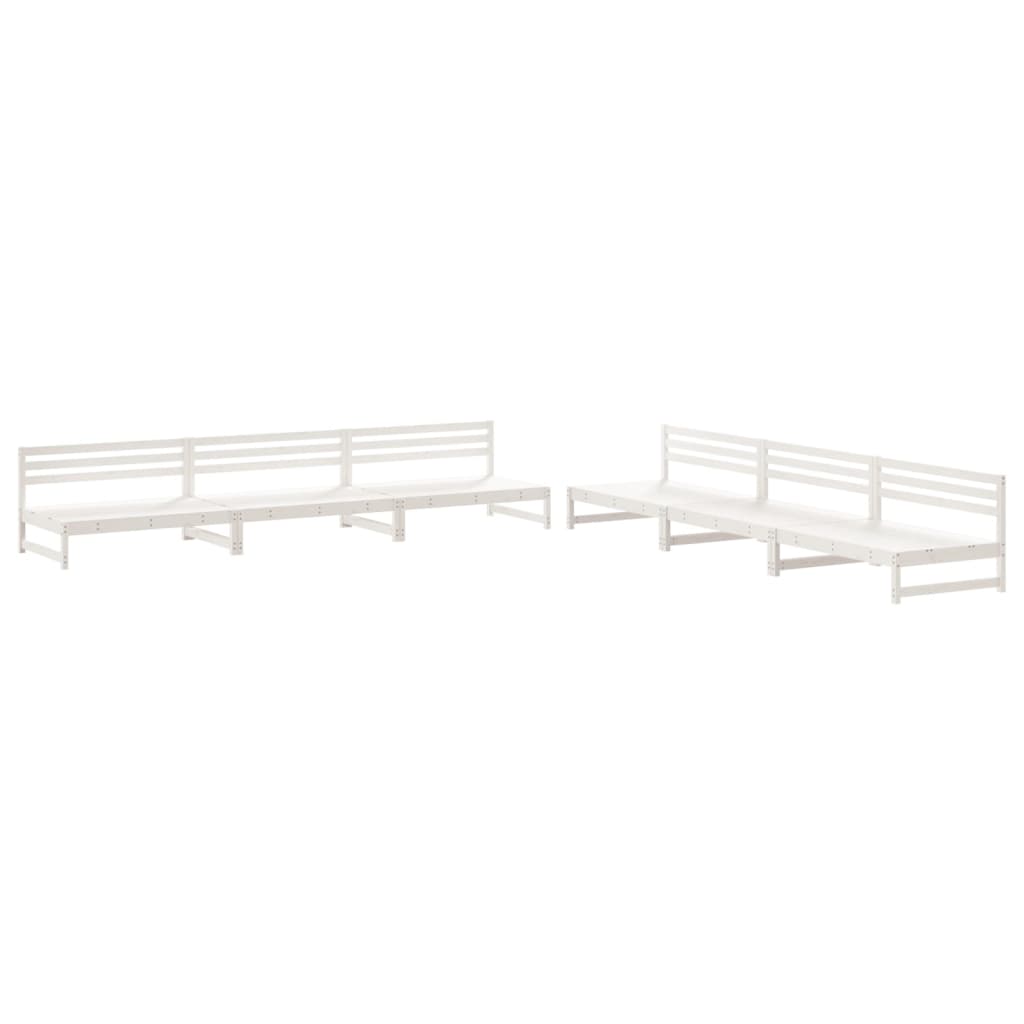 -Delige Loungeset Massief Grenenhout Wit