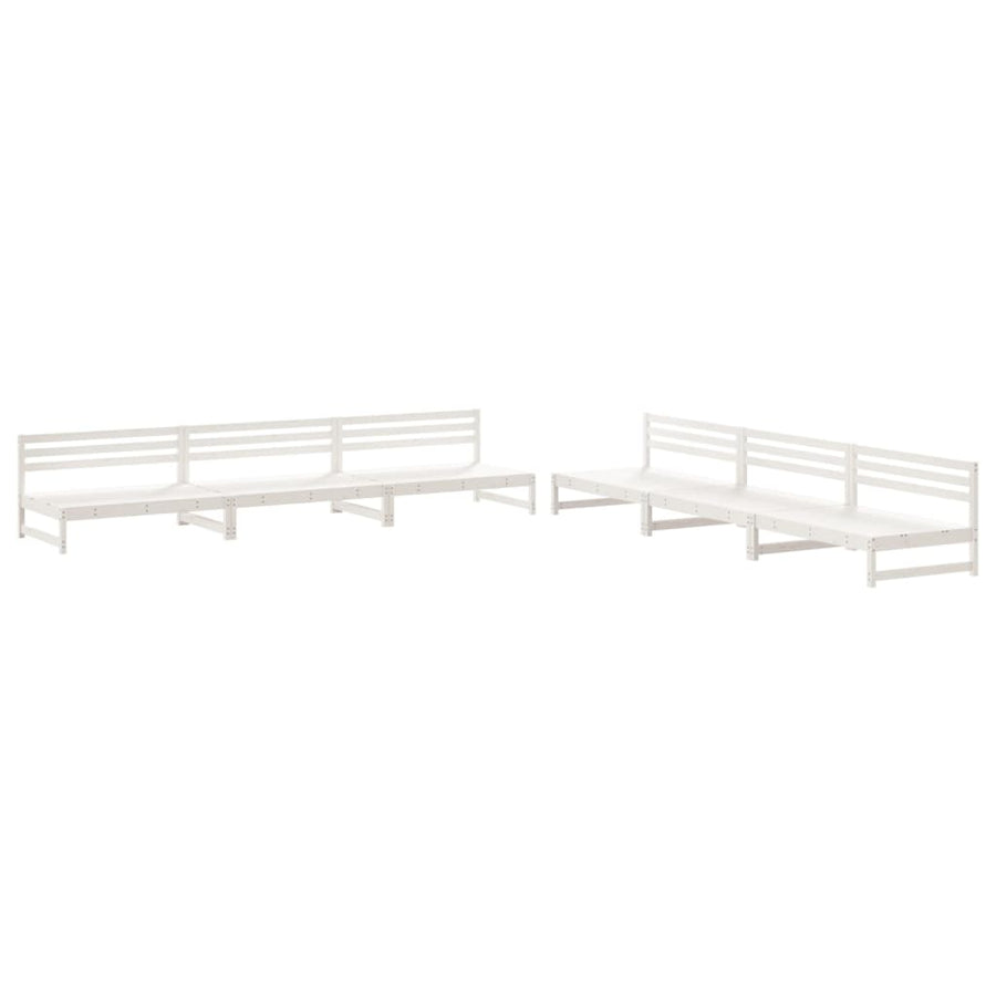 -Delige Loungeset Massief Grenenhout Wit