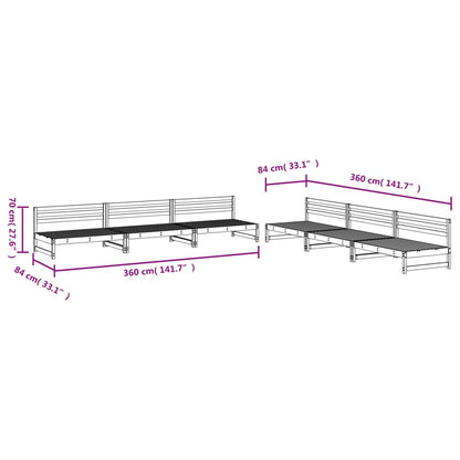 -Delige Loungeset Massief Grenenhout Wit