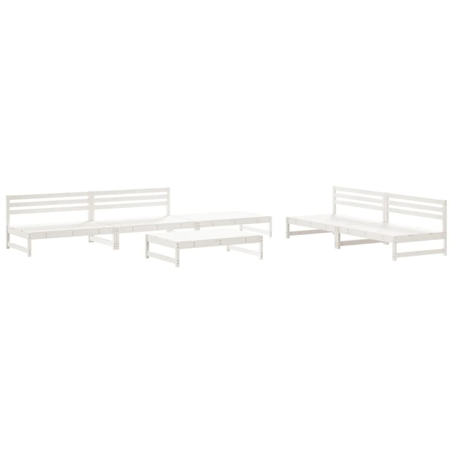 -Delige Loungeset Massief Grenenhout Wit