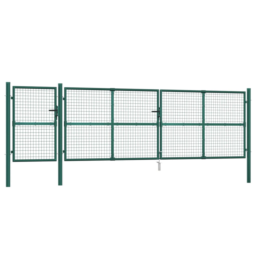 Tuinpoort Gaas En Gegalvaniseerd Staal 500 x 175 cm Groen