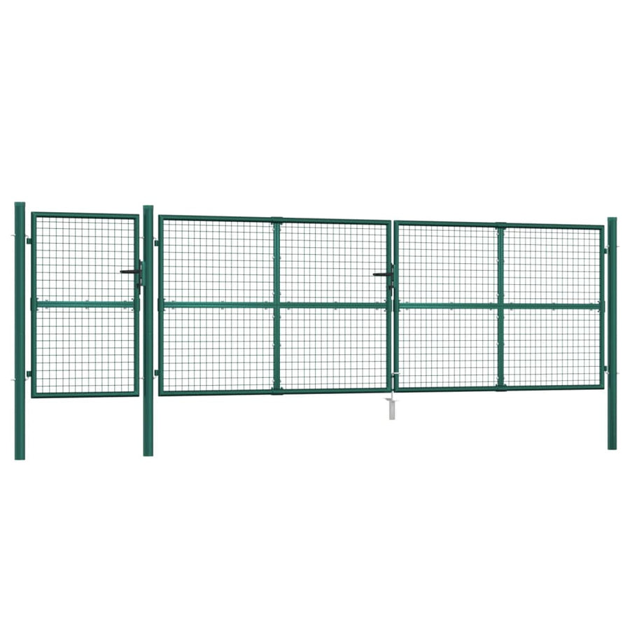 Tuinpoort Gaas En Gegalvaniseerd Staal 500 x 175 cm Groen