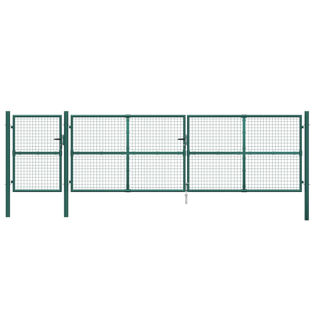 Tuinpoort Gaas En Gegalvaniseerd Staal 500 x 175 cm Groen