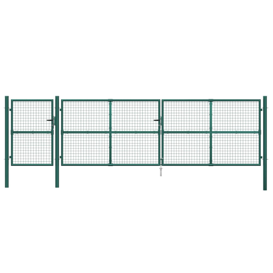 Tuinpoort Gaas En Gegalvaniseerd Staal 500 x 175 cm Groen