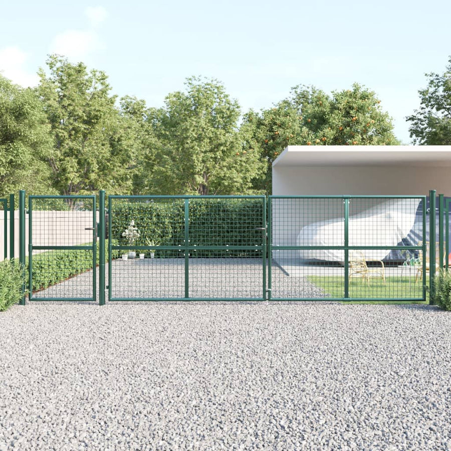 Tuinpoort Gaas En Gegalvaniseerd Staal 500 x 175 cm Groen