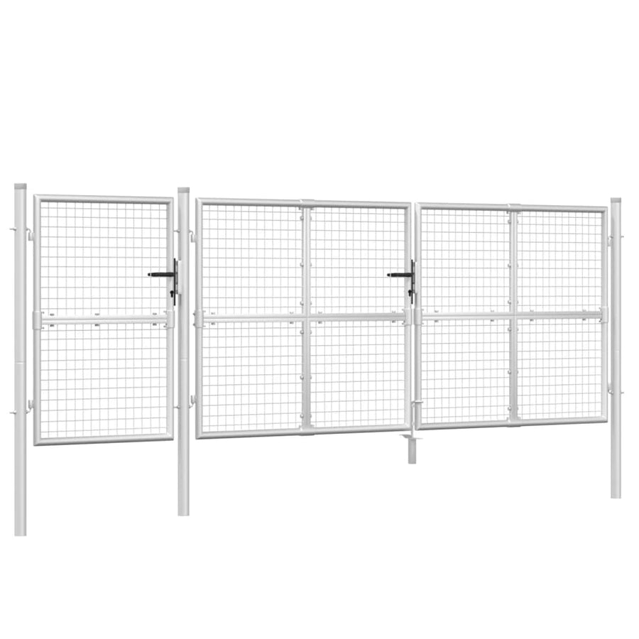 Tuinpoort 400x175 cm gaas en gegalvaniseerd staal zilverkleurig 400 x 175 cm Zilver