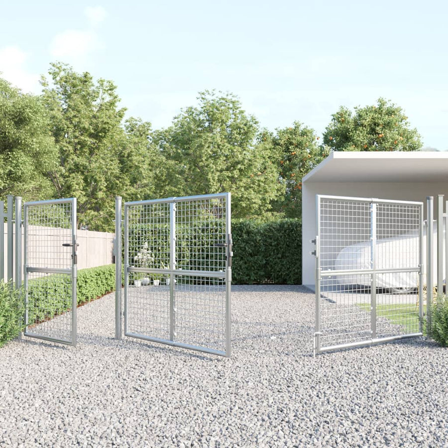 Tuinpoort 400x175 cm gaas en gegalvaniseerd staal zilverkleurig 400 x 175 cm Zilver