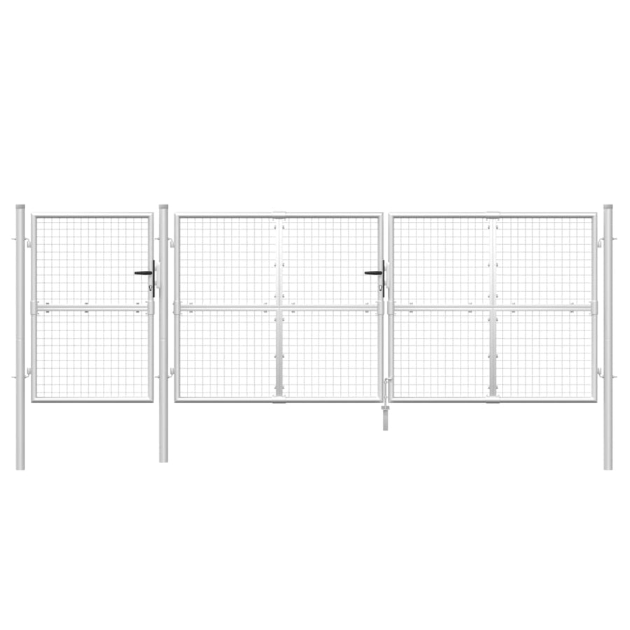 Tuinpoort 400x175 cm gaas en gegalvaniseerd staal zilverkleurig 400 x 175 cm Zilver