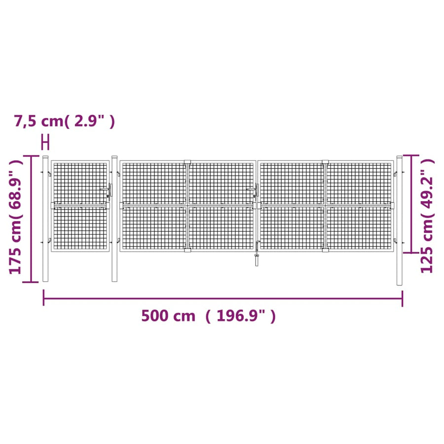 Tuinhek Van Gaas Zilverkleurig 500X125 Cm Gegalvaniseerd Staal
