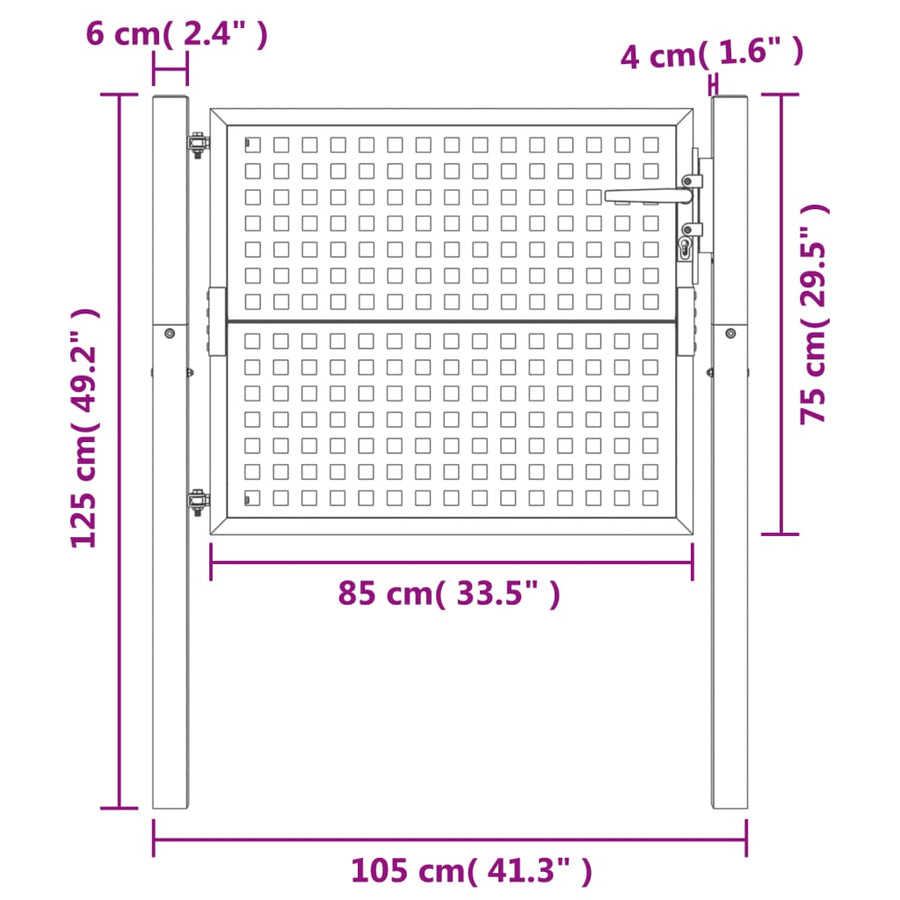 Poort Staal Antracietkleurig 105 x 125 cm