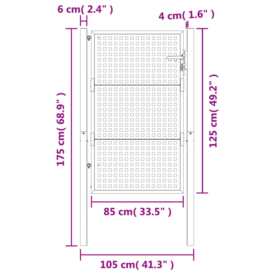 Poort Staal Antracietkleurig 105 x 175 cm