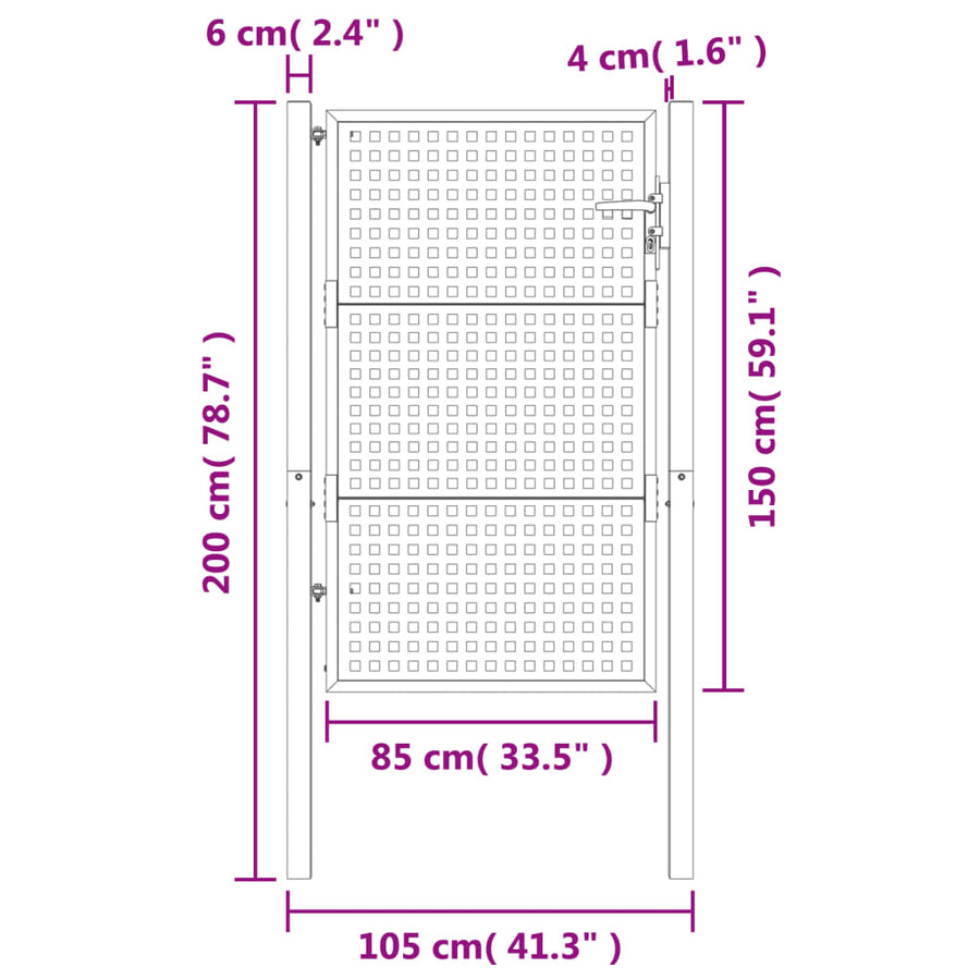Tuinpoort Antraciet 105X150 Cm Staal 105 x 200 cm