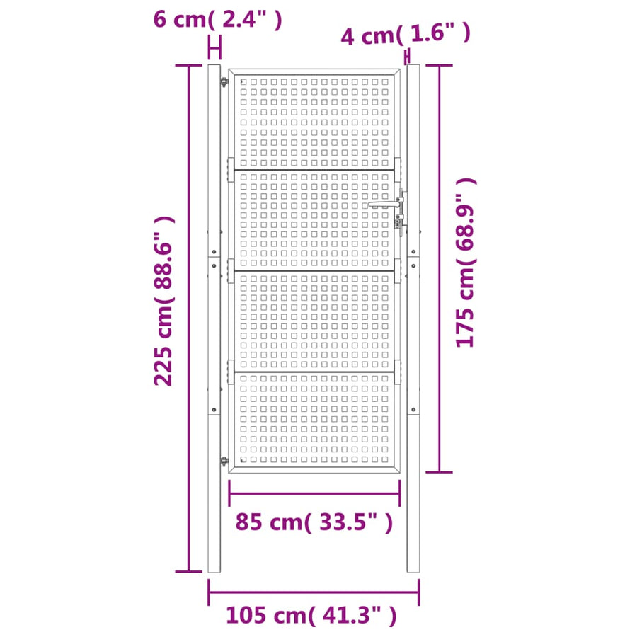 Tuinpoort Antraciet 105X175 Cm Staal 105 x 225 cm