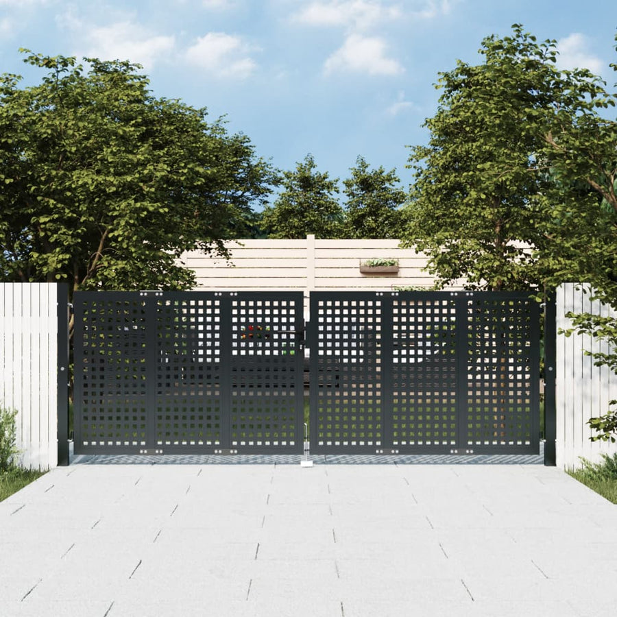 Tuinpoort Antraciet Staal 300 x 75 cm