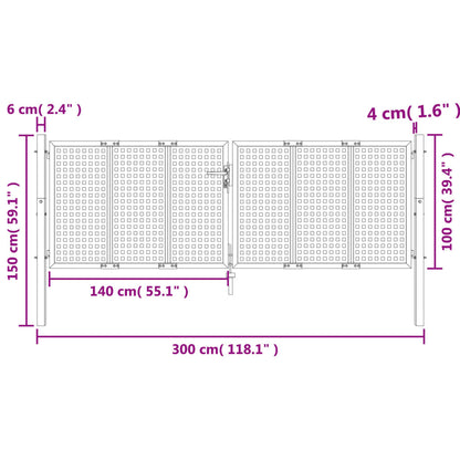 Poort Staal Antracietkleurig 300 x 150 cm