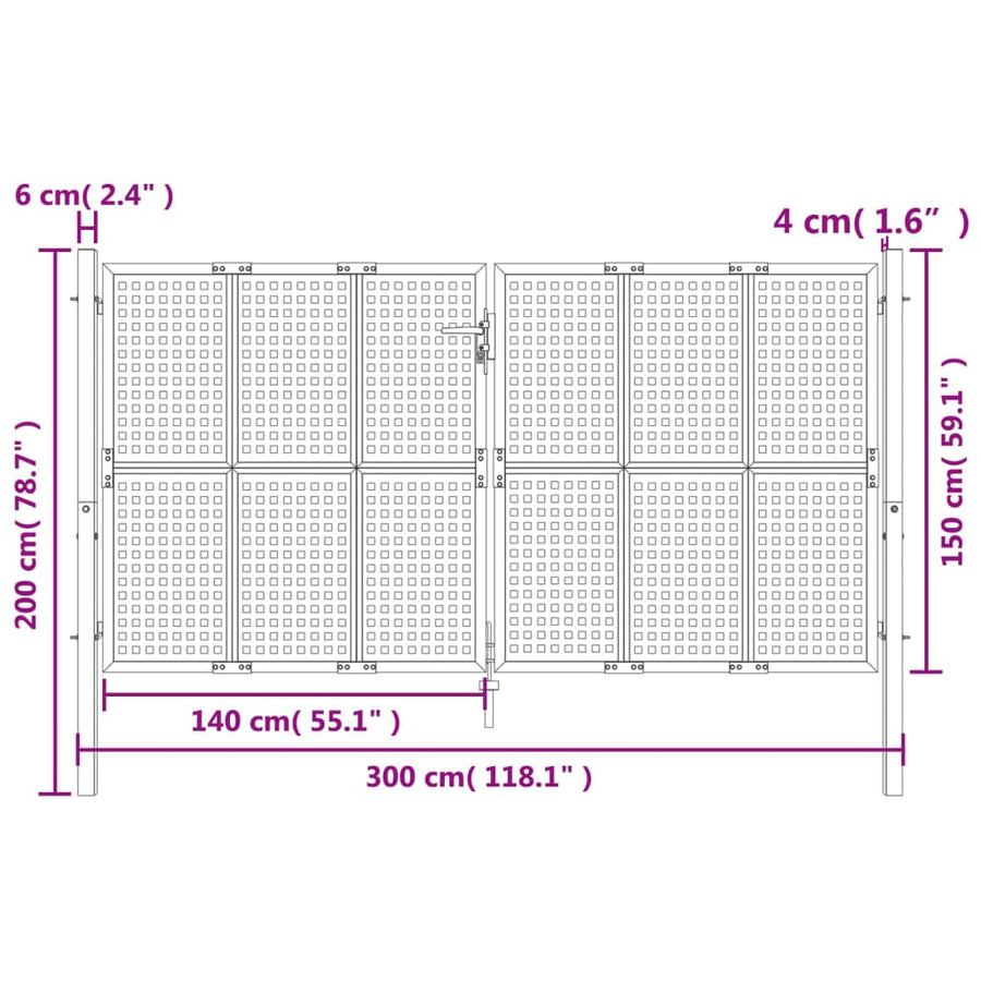 Poort Staal Antracietkleurig 300 x 200 cm
