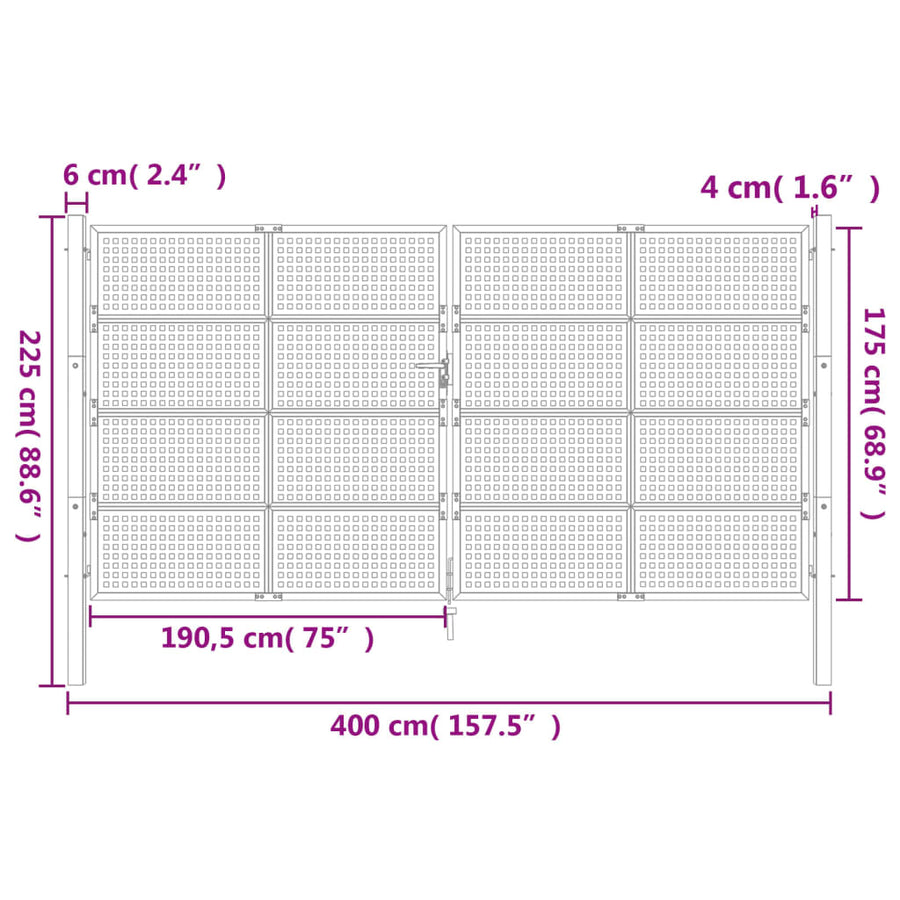 Poort 400X175 Cm Staal Antracietkleurig 400 x 225 cm