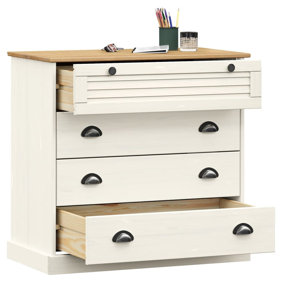 Ladekast Vigo 80X40X76 Cm Massief Grenenhout Wit