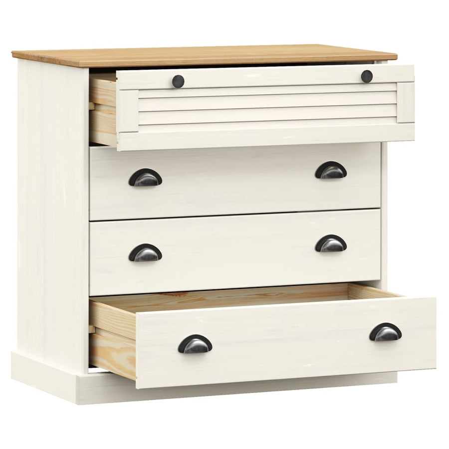 Ladekast Vigo 80X40X76 Cm Massief Grenenhout Wit