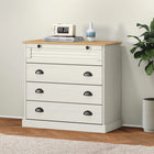 Ladekast massief grenenhout 80x40x76 cm wit