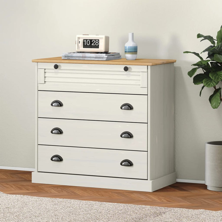 Ladekast Vigo 80X40X76 Cm Massief Grenenhout Wit