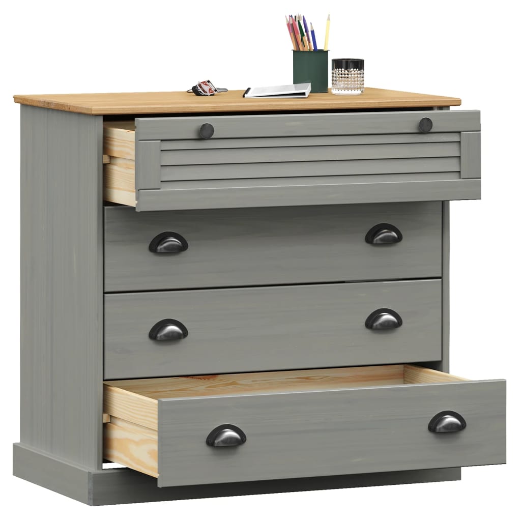Ladekast VIGO 80x40x76 cm massief grenenhout grijs