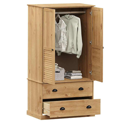 Kledingkast Vigo 90X55X170 Cm Massief Grenenhout Bruin