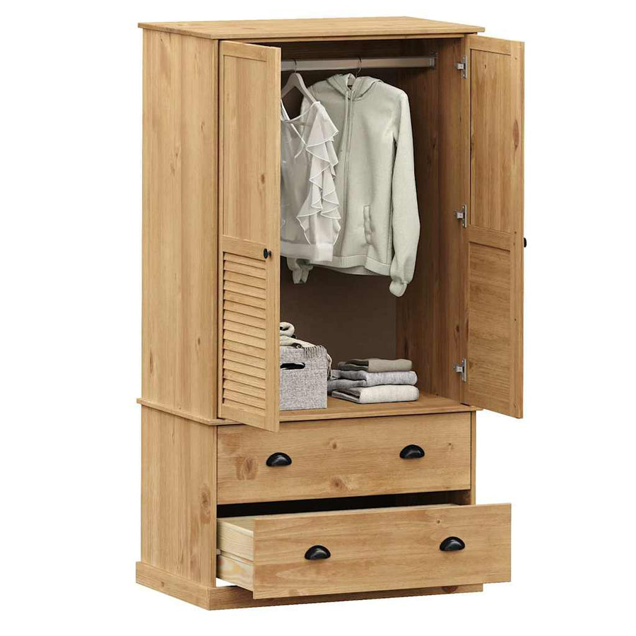 Kledingkast Vigo 90X55X170 Cm Massief Grenenhout Bruin