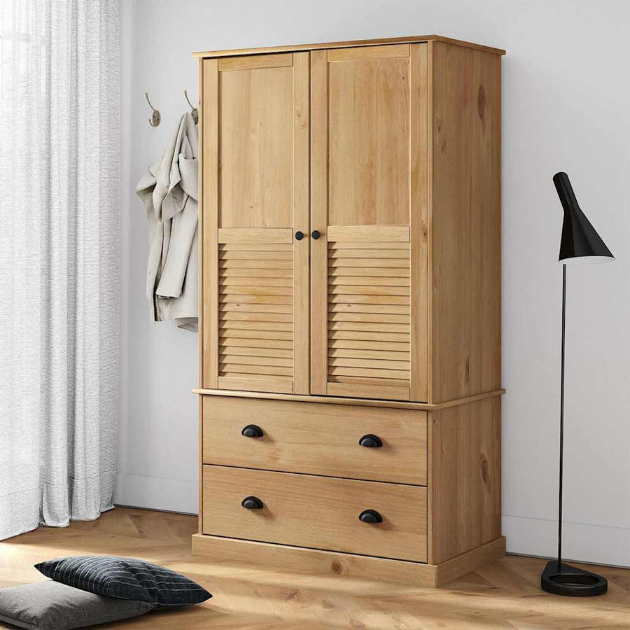 Kledingkast Vigo 90X55X170 Cm Massief Grenenhout Bruin