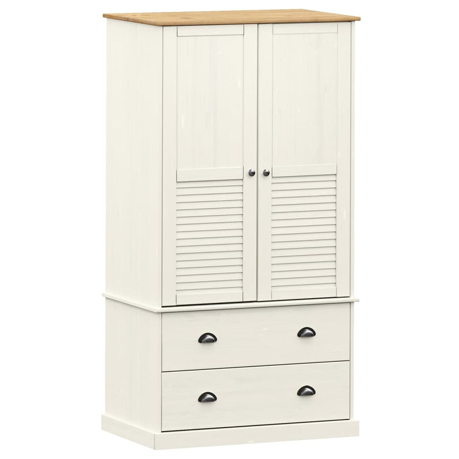 Kledingkast Vigo 90X55X176 Cm Massief Grenenhout Wit