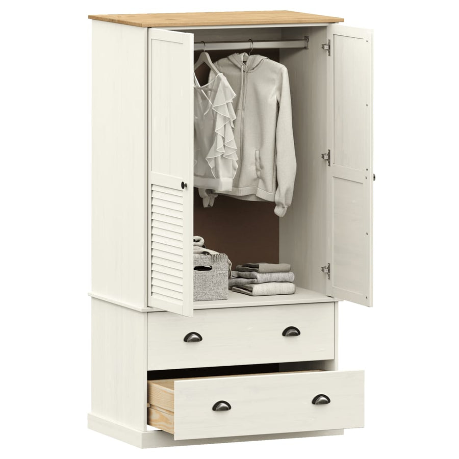 Kledingkast Vigo 90X55X176 Cm Massief Grenenhout Wit