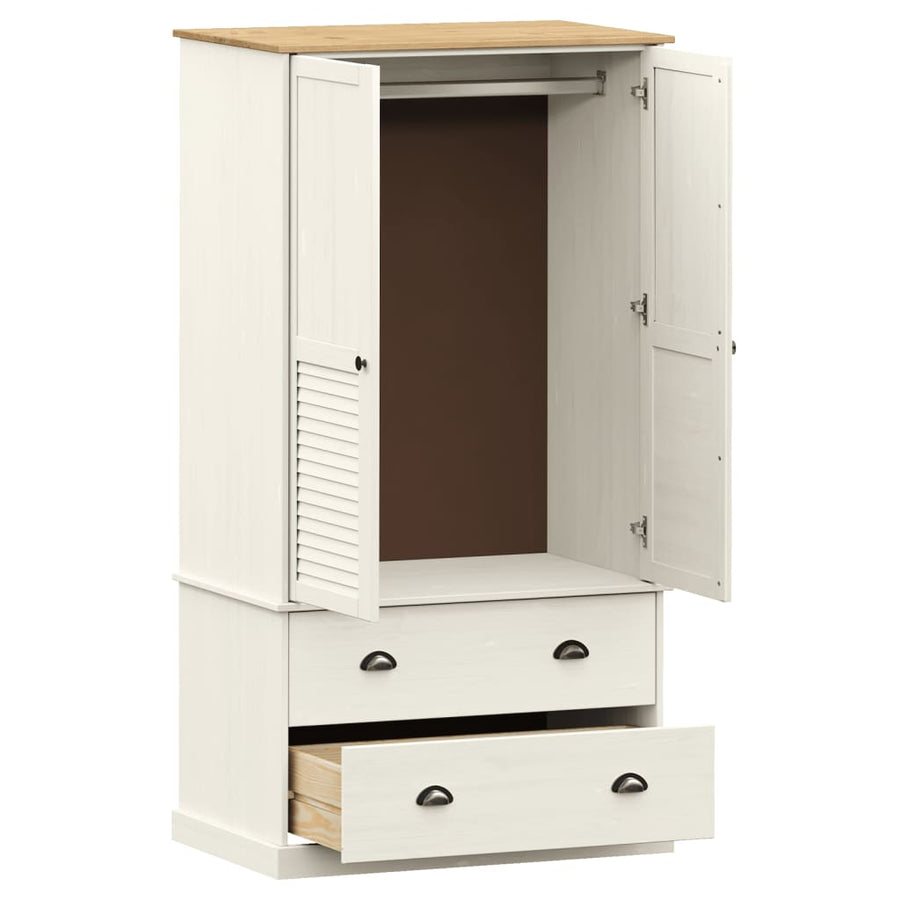 Kledingkast Vigo 90X55X176 Cm Massief Grenenhout Wit