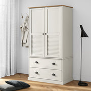 Kledingkast massief grenenhout 90x55x176 cm wit