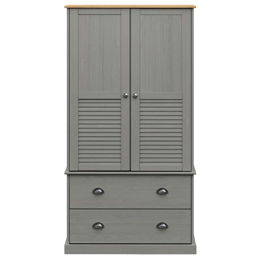 Kledingkast Vigo 90X55X176 Cm Massief Grenenhout Grijs