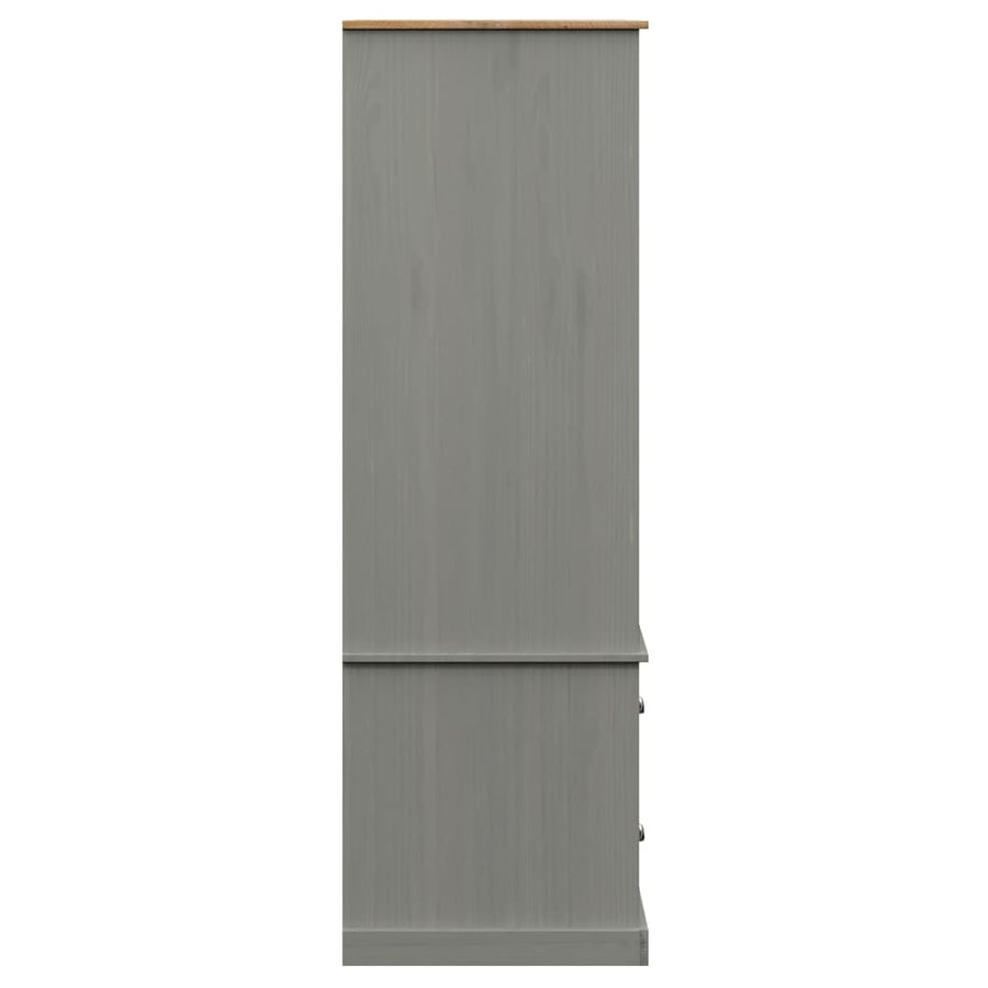 Kledingkast Vigo 90X55X176 Cm Massief Grenenhout Grijs