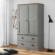 Kledingkast 90x55x170 cm massief grenenhout grijs