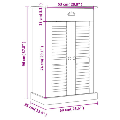 Schoenenkast Vigo 60X35X96 Cm Massief Grenenhout Wit