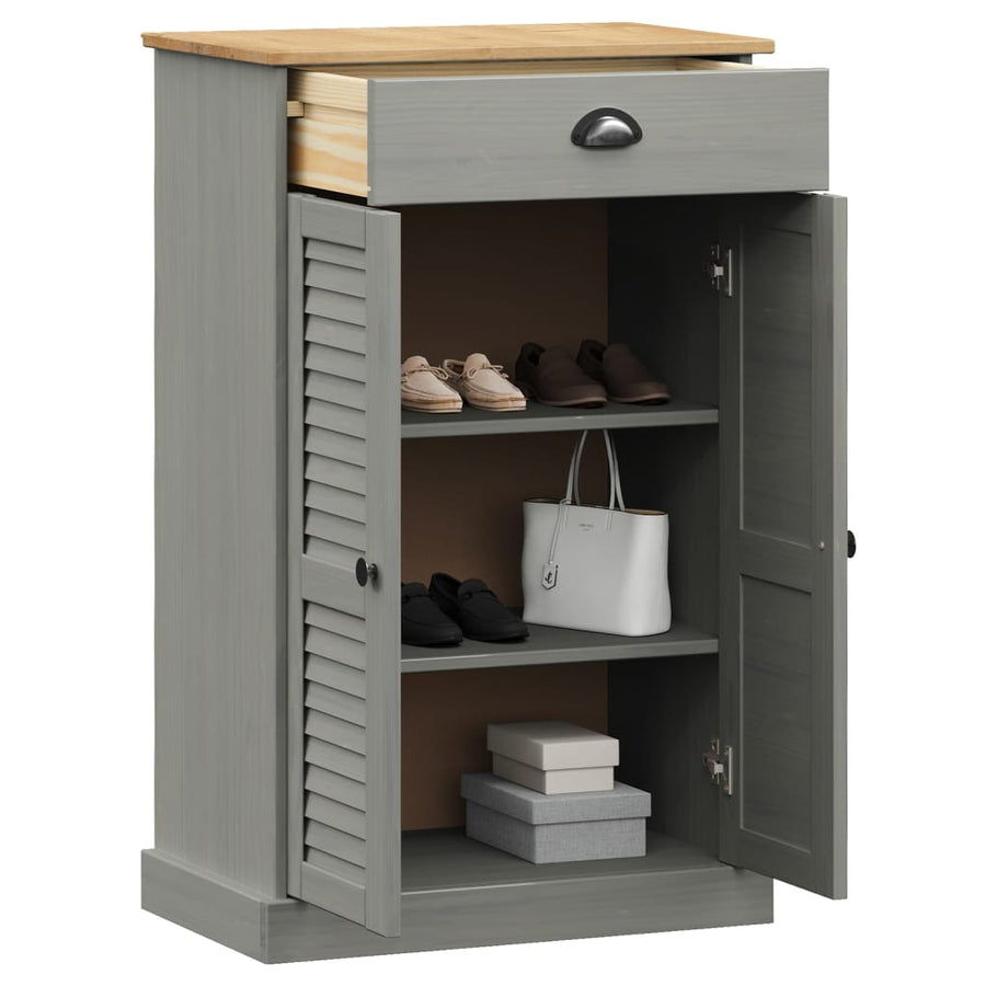 Schoenenkast Vigo 60X35X96 Cm Massief Grenenhout Grijs