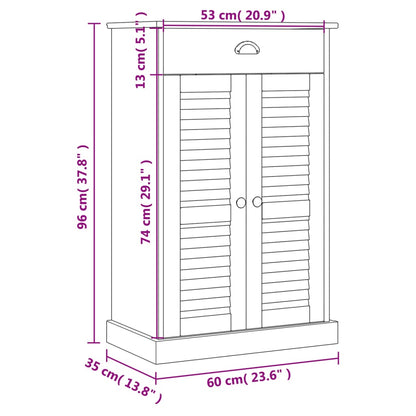 Schoenenkast Vigo 60X35X96 Cm Massief Grenenhout Grijs