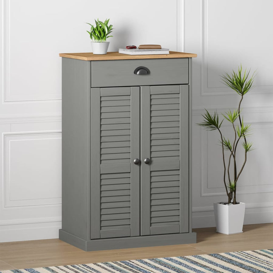 Schoenenkast Vigo 60X35X96 Cm Massief Grenenhout Grijs