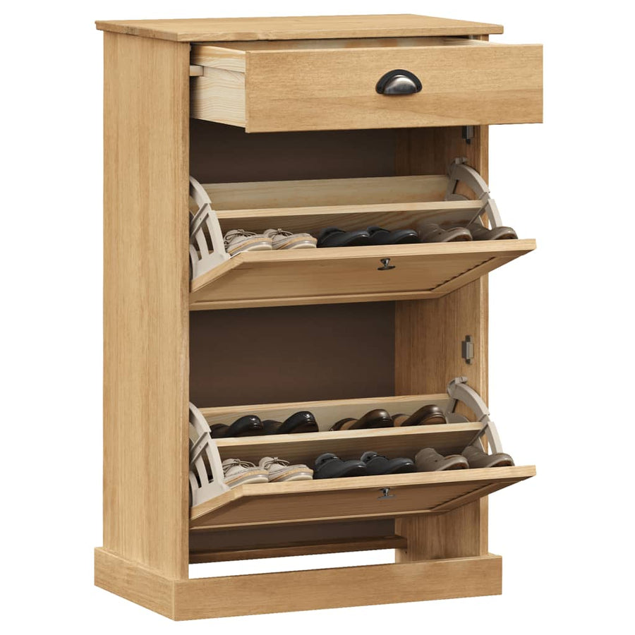 Schoenenkast Vigo 60X35X96 Cm Massief Grenenhout 1 Bruin