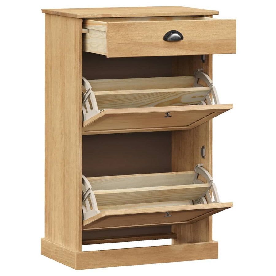 Schoenenkast Vigo 60X35X96 Cm Massief Grenenhout 1 Bruin