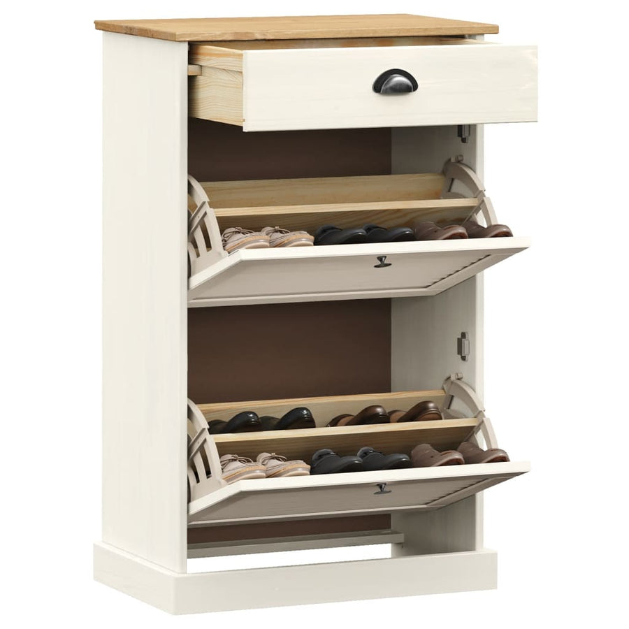 Schoenenkast Vigo 60X35X96 Cm Massief Grenenhout Wit