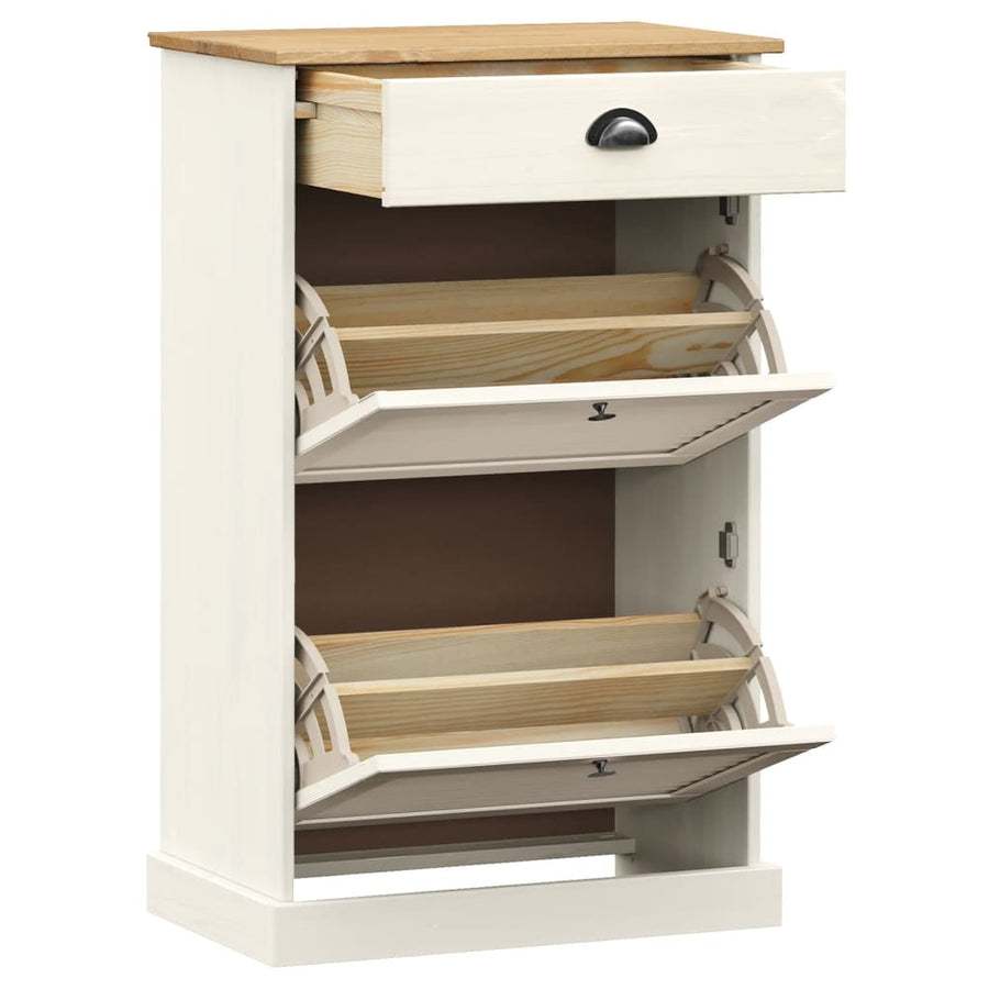 Schoenenkast Vigo 60X35X96 Cm Massief Grenenhout Wit