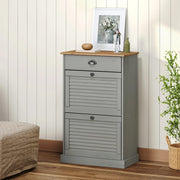 Schoenenkast 60x35x96 cm massief grenenhout grijs