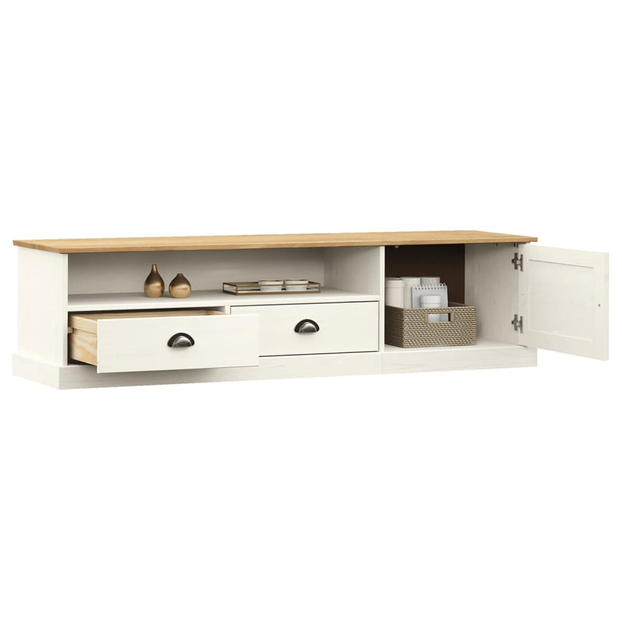 Tv-Meubel Vigo 56X40X40 Cm Massief Grenenhout Wit