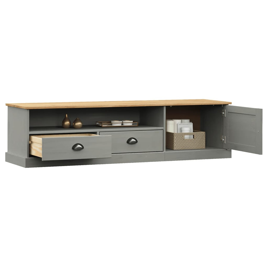Tv-Meubel Vigo 56X40X40 Cm Massief Grenenhout Grijs