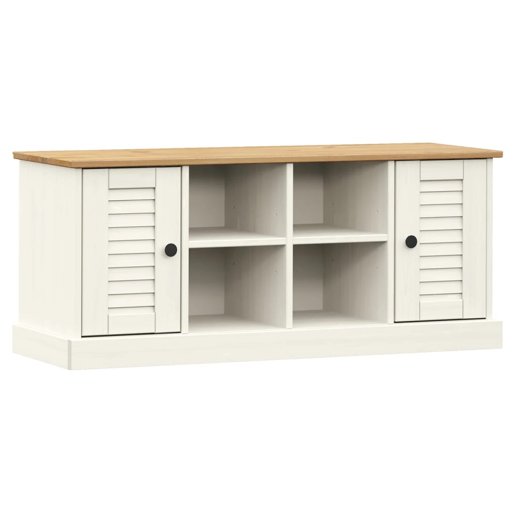 Schoenenbank Vigo 106X35X40 Cm Massief Grenenhout Wit